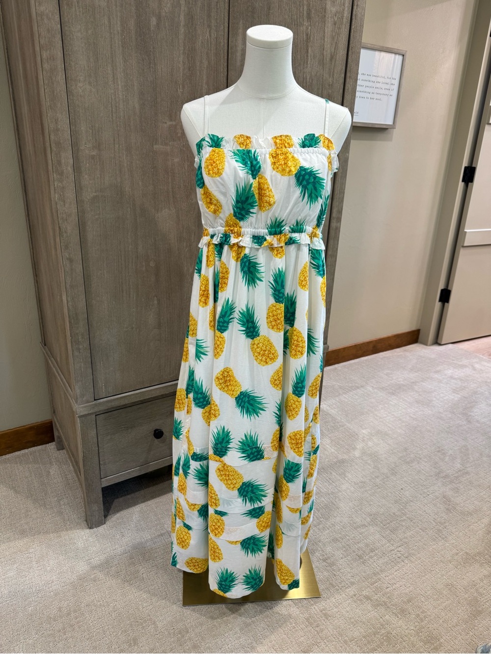 J. Crew Factory White Pineapple Print Maxi Sundress